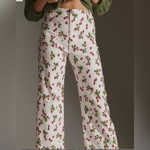Anthropologie Maeve Strawberry Culottes